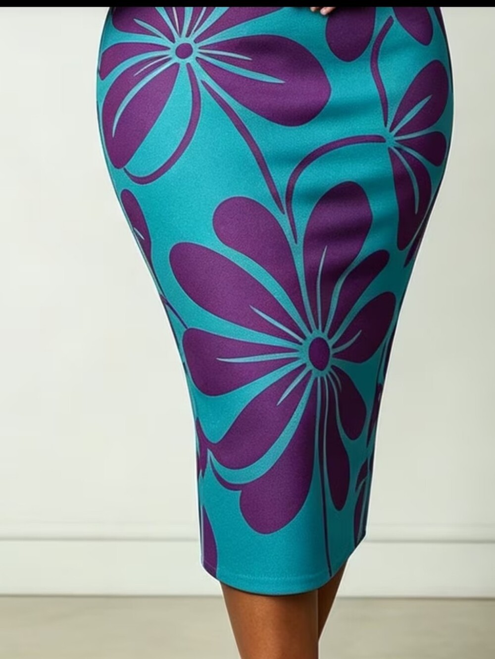 New Teal/Purple Sheath Dress with Purple Floral Print Size 18 - Picture 3 of 5